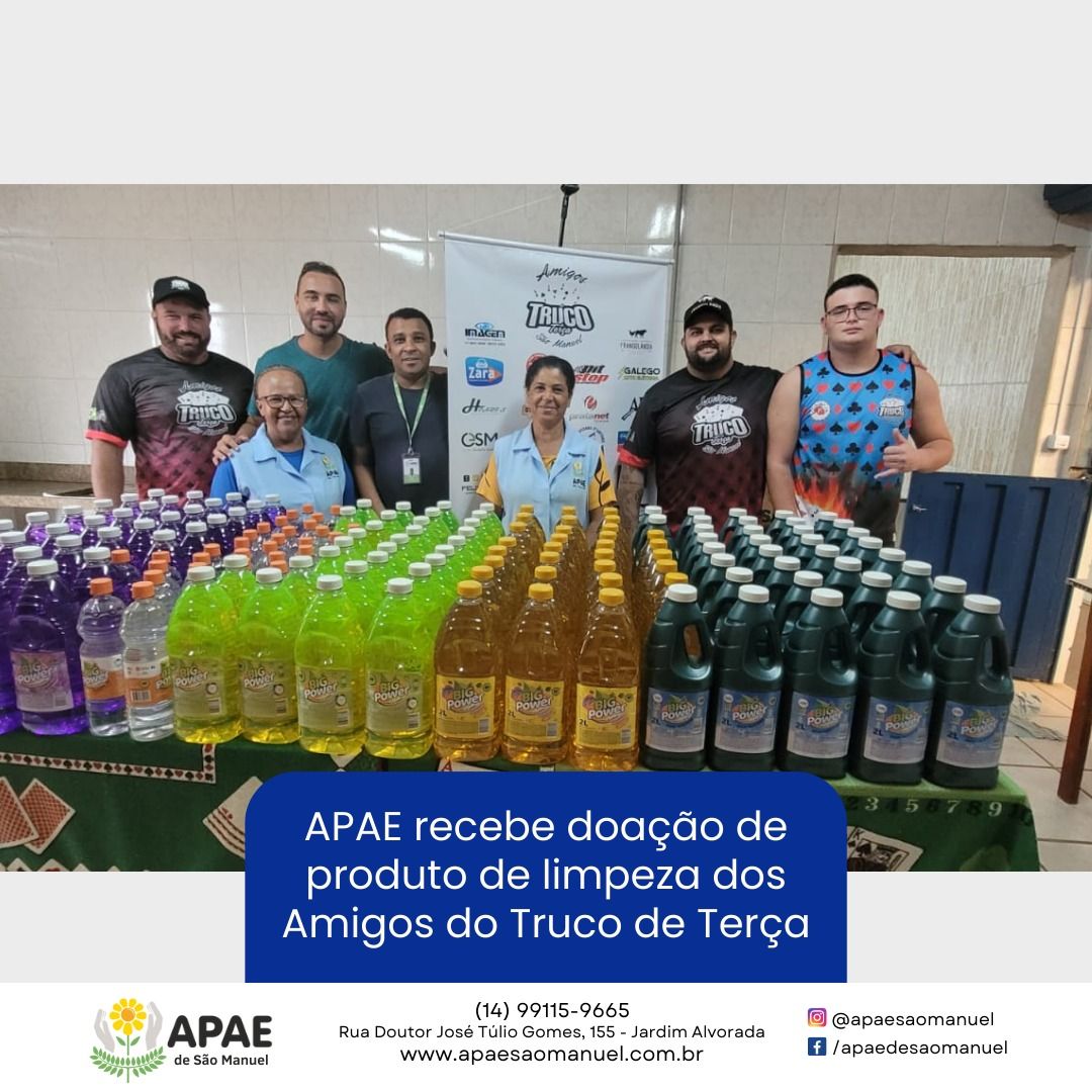APAE recebe doação de produto de limpeza dos Amigos do Truco de Terça 1 WhatsAppImage2024 04 17at11.34.31